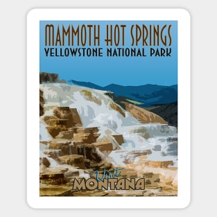 Mammoth Hot Springs retro travel poster image Sticker